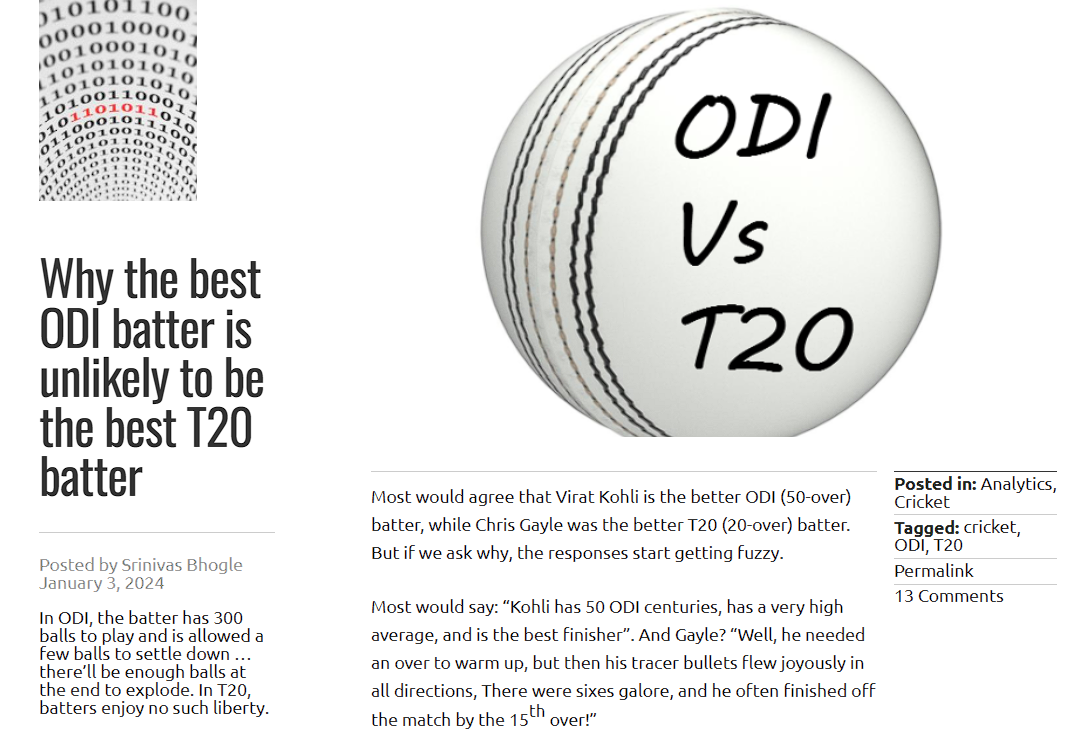 Cricket Analytics Article